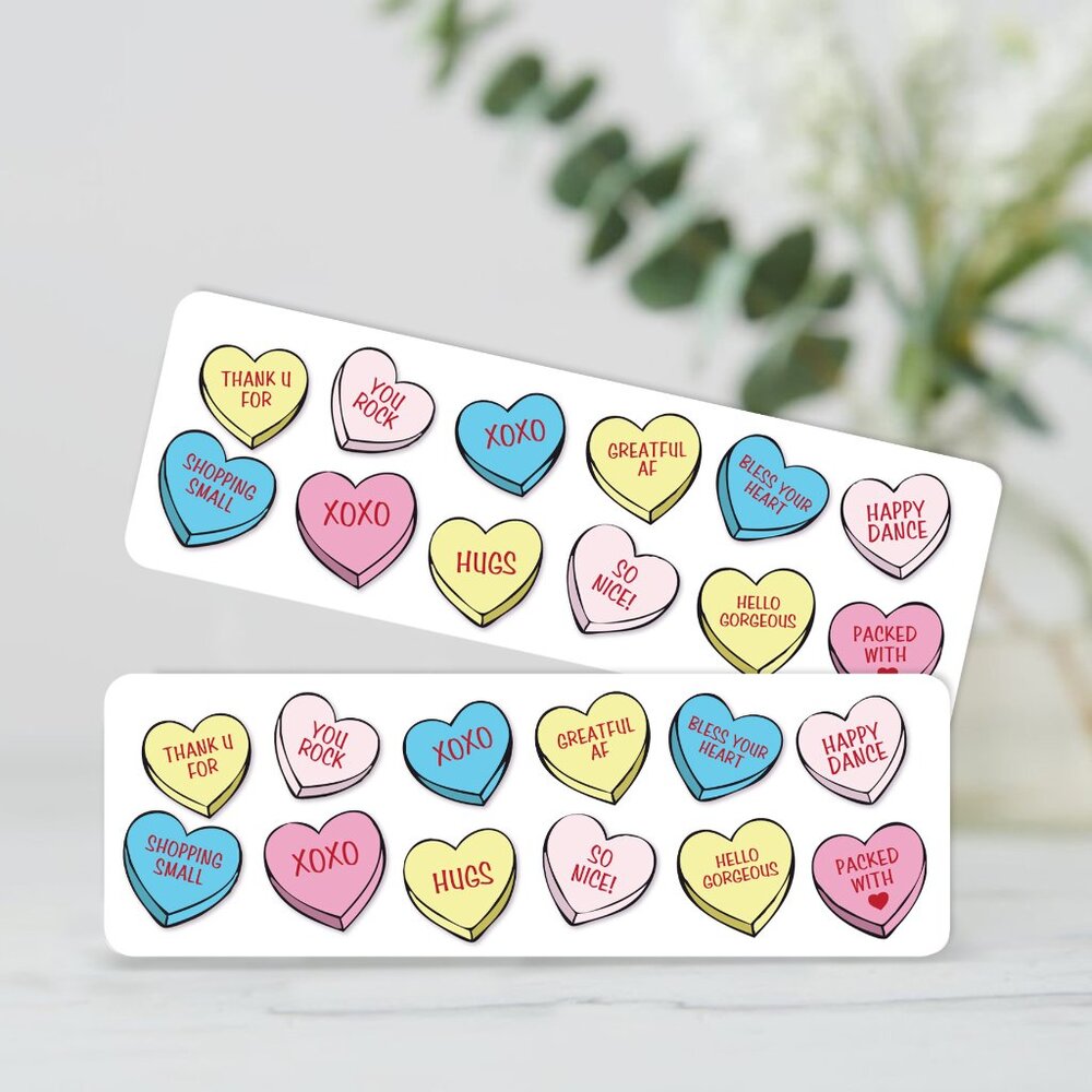 Candy Hearts Sticker Labels – (48 ct)